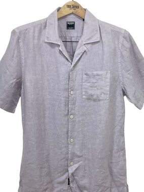 Todd Snyder Linen Camp Shirt M Light Lilac Cuban Collar Sample - New